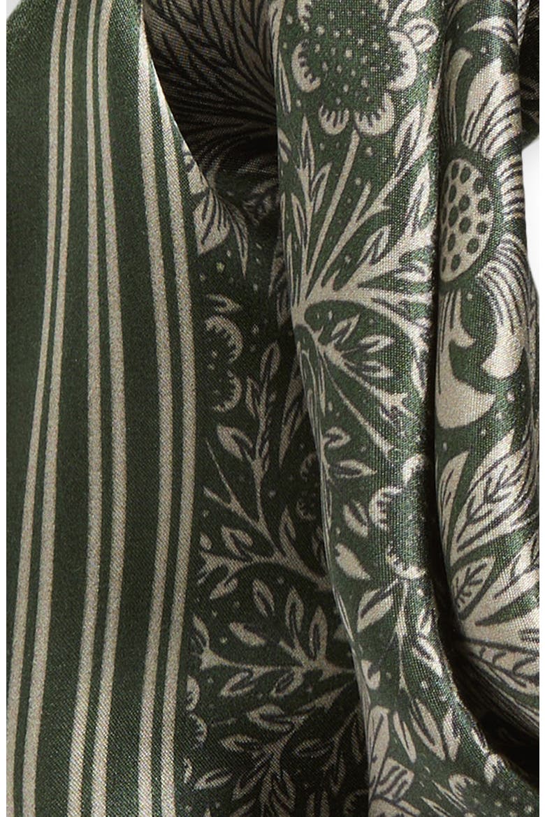 Print Silk Bandana Square Scarf, Alternate, color, OLIVE SPRAY FREYA FLORA