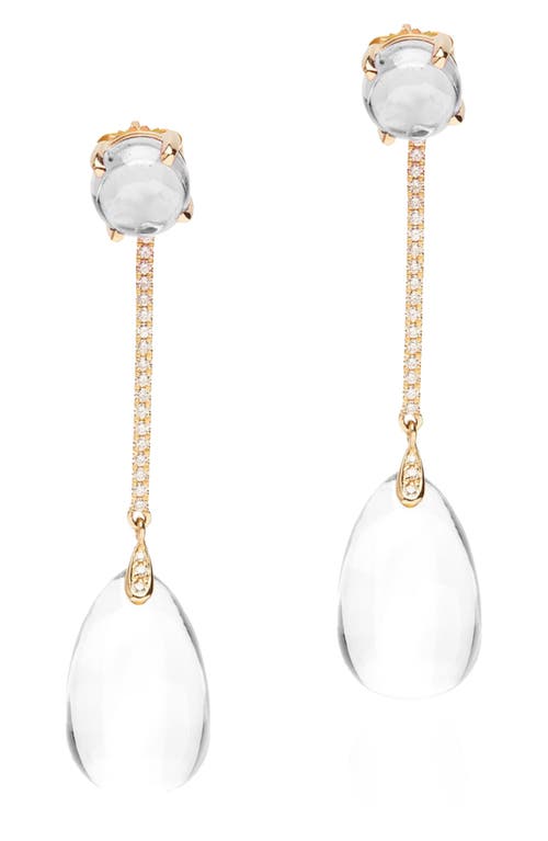 Goshwara 18k Yellow Gold Moon Quartz And Diamond Earrings In White