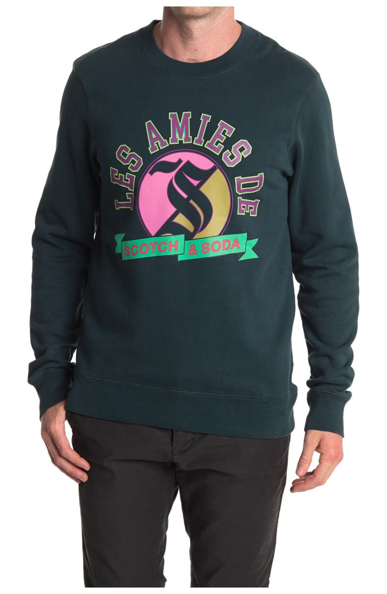 Scotch & Soda Washed Graphic Crew Neck Sweater, Alternate, color, 