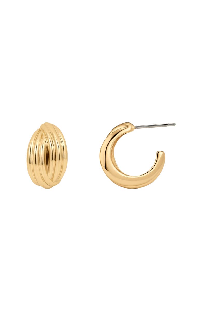 MADE BY MARY Sol Crossover Hoop Earrings, Main, color, Gold Plated