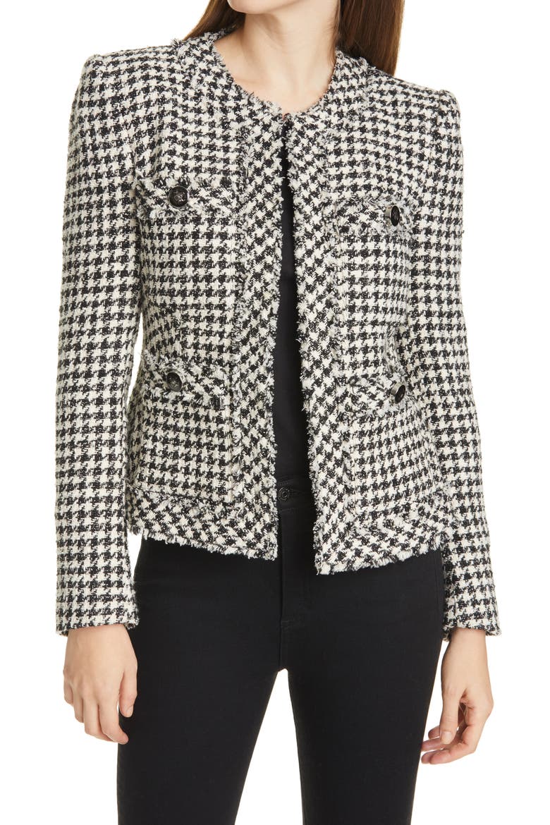 Shanti Houndstooth Jacket, Main, color, BLACK/ WHITE