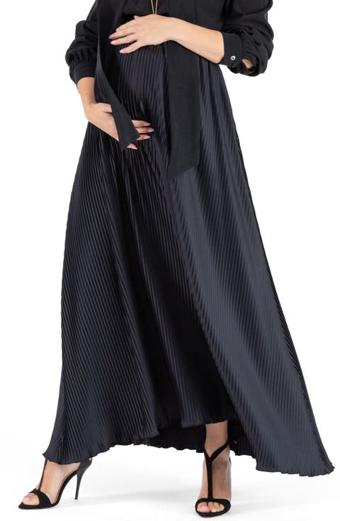 Plissé Maternity Maxi Skirt