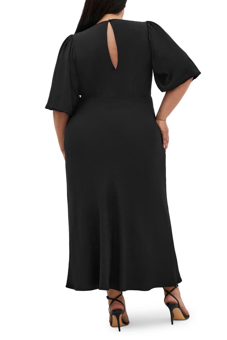 Ines Twist Front Puff Sleeve Maxi Dress, Alternate, color, BLACK