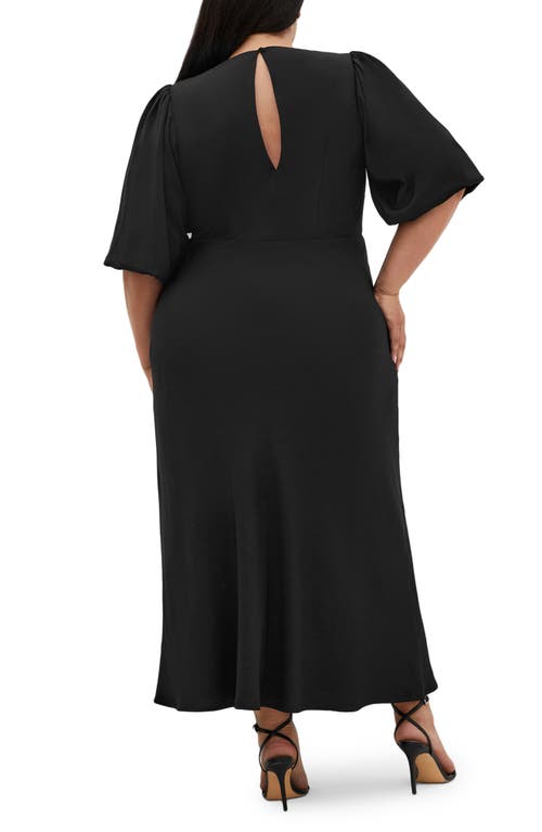 Shop City Chic Ines Twist Front Puff Sleeve Maxi Dress In Black