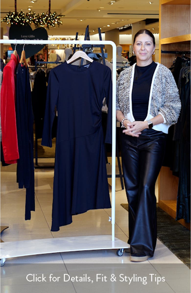 Long Sleeve Asymmetric Hem Midi Dress, sales video thumbnail