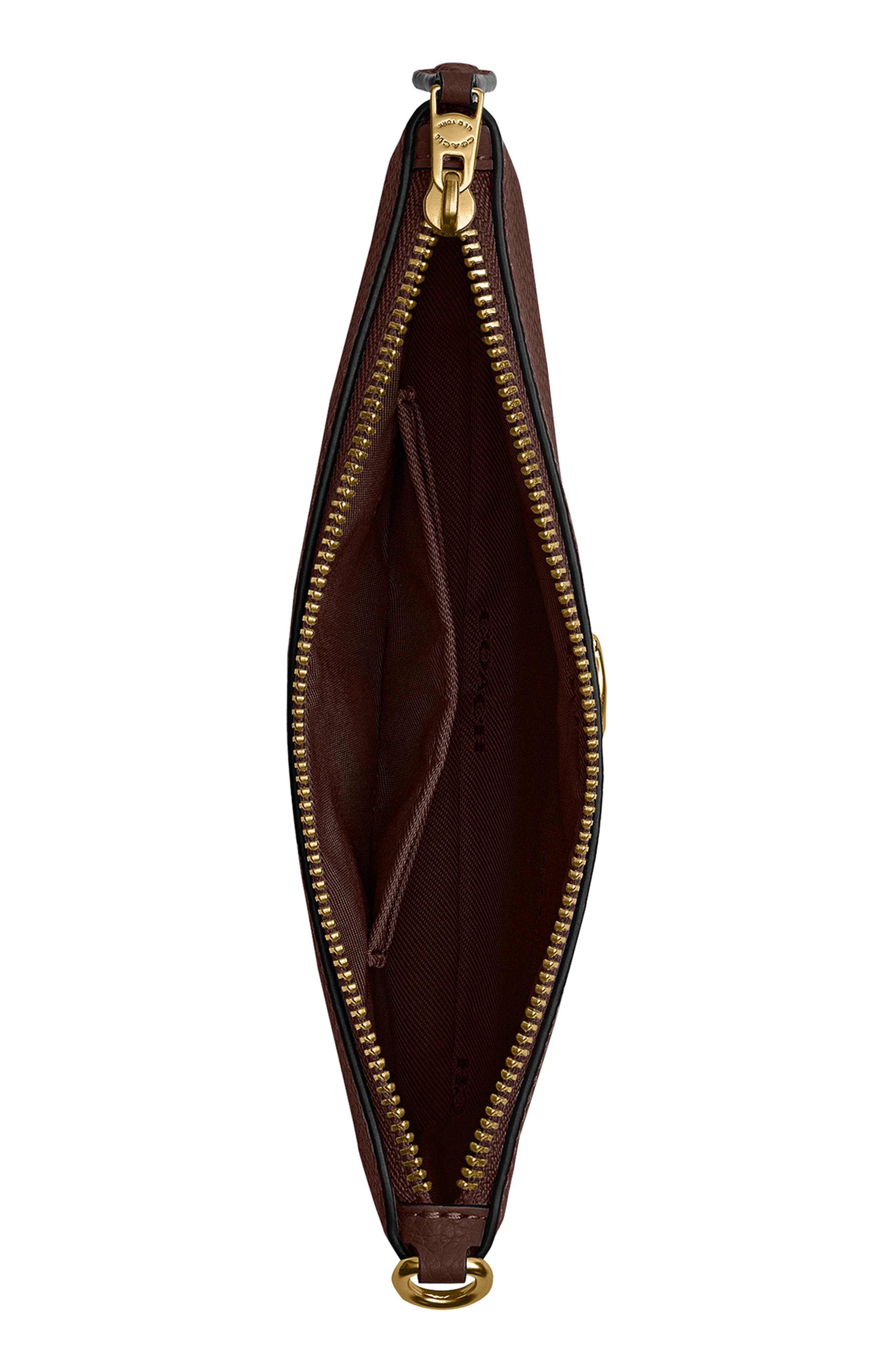 Small Polished Pebbled Leather Wristlet, Alternate, color, B4/MAPLE