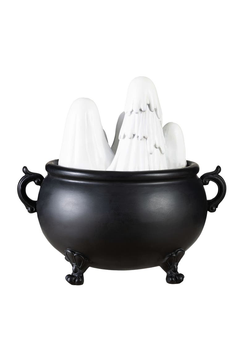 Halloween Lighted Polyresin Ghosts in Cauldron Table Decor with Timer, Alternate, color, White