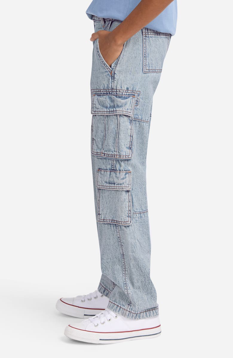 abercrombie kids Kids' Baggy Denim Cargo Pants, Alternate, color, Lcmgoat