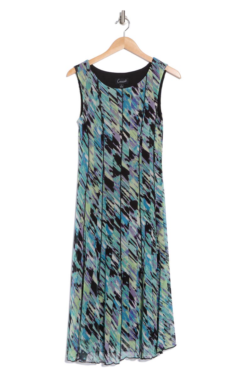 Connected Apparel Vertical Seam Mesh Midi Dress, Alternate, color,