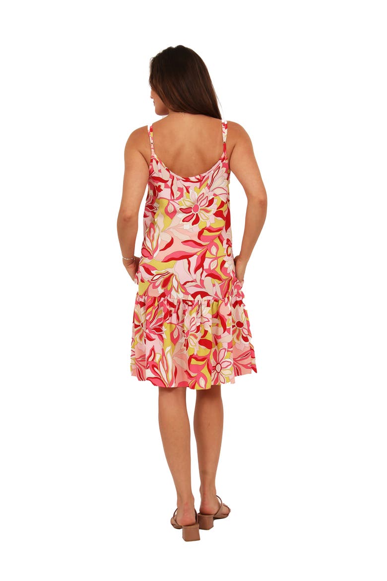 Womens Essential Floral Print Scoop Neck Spaghetti Strap Pocket A-Line Mini Dress, Alternate, color, Pink Multi