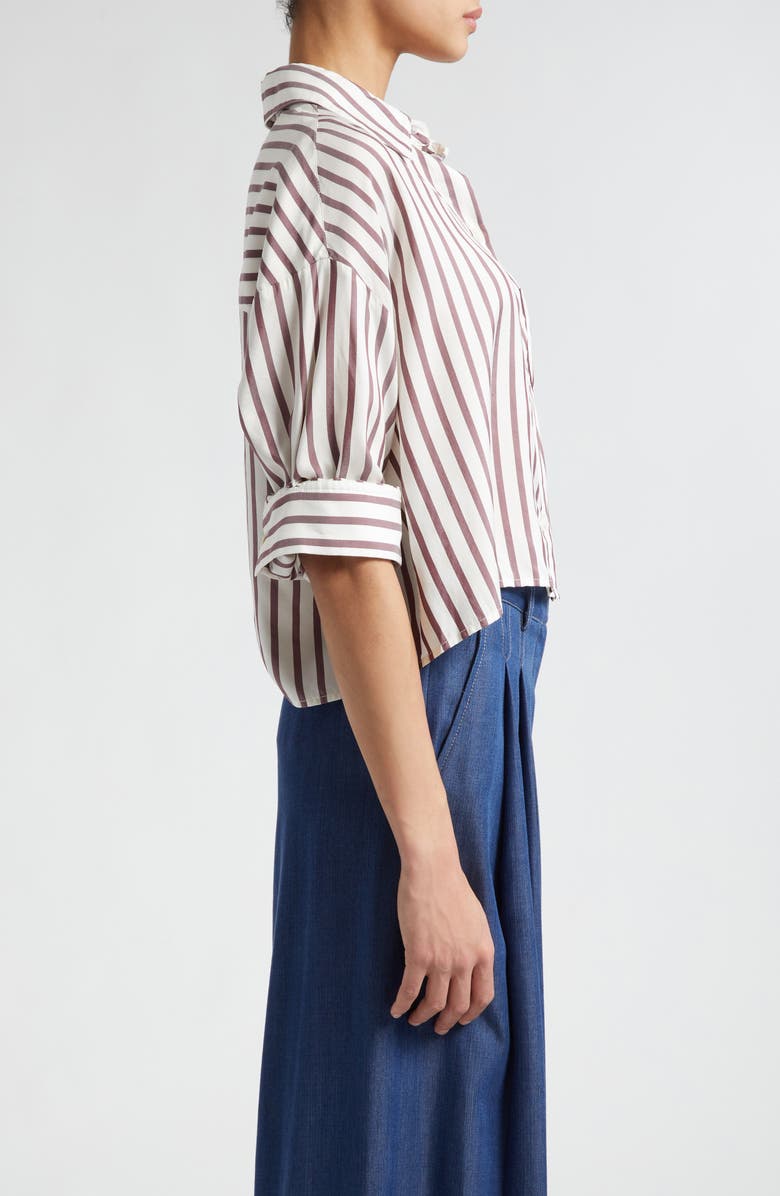 TWP Next Ex Stripe Crop Silk Shirt, Alternate, color,