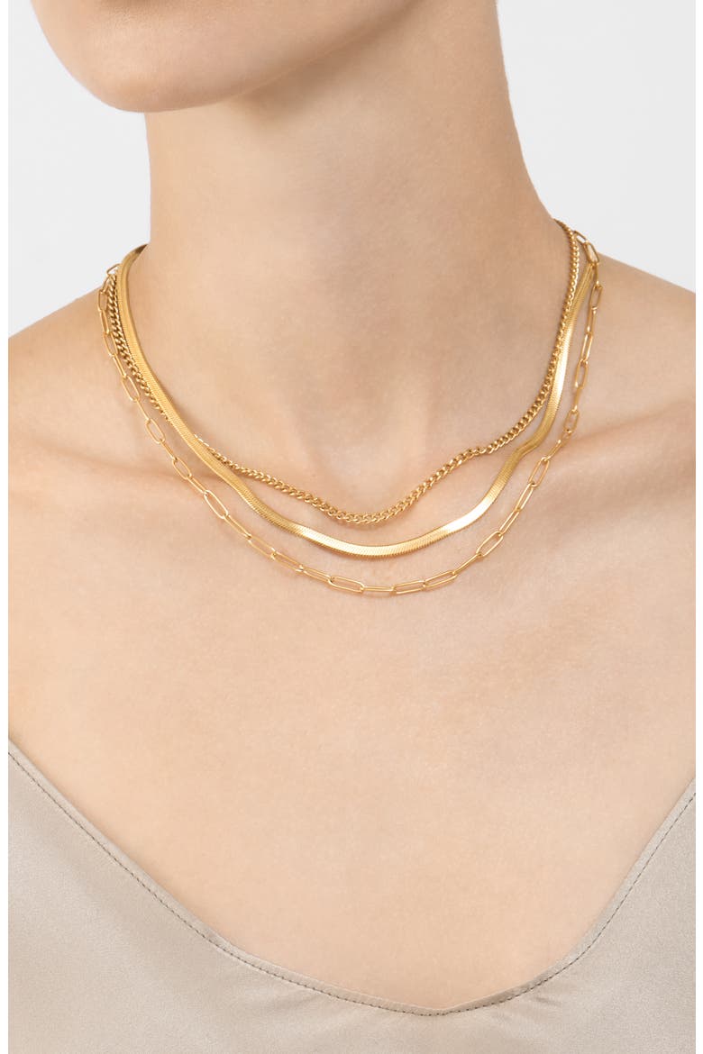 Mixed Chain Necklace Set, Alternate, color, YELLOW