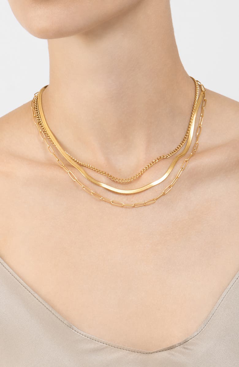 Adornia Mixed Chain Necklace Set, Alternate, color, Yellow