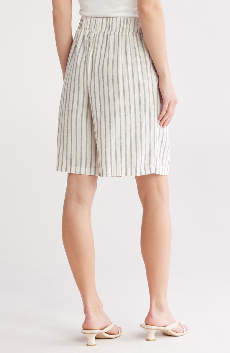 Ellen Tracy Drawstring Shorts, Alternate, color, Marshmallow Navy Stripe