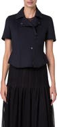 Akris punto Peplum Short Sleeve Spacer Knit Biker Jacket
