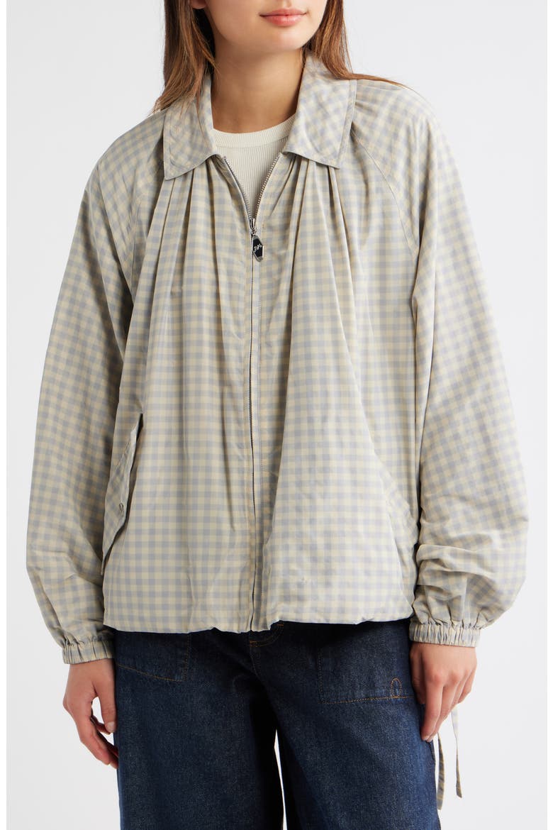 Lailah Gingham Lightweight Bomber Jacket, Alternate, color, GREY