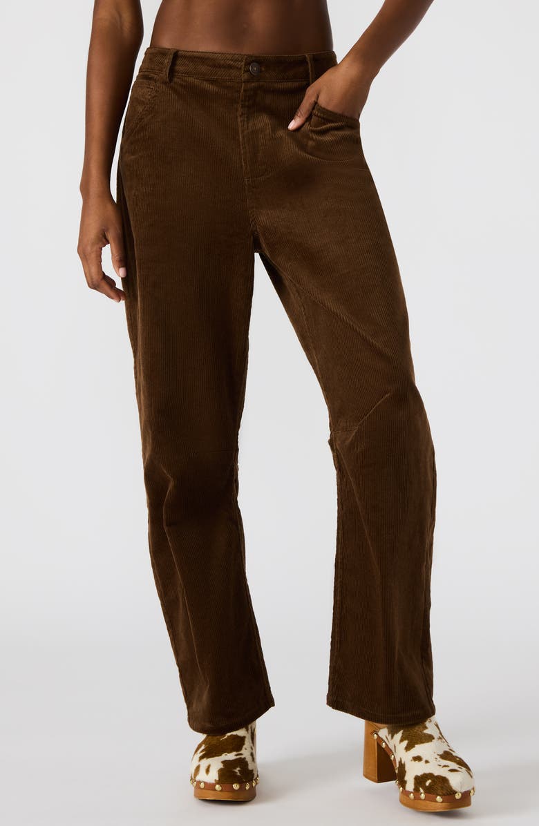 Steve Madden Hart Straight Leg Corduroy Pants, Main, color, Demitasse