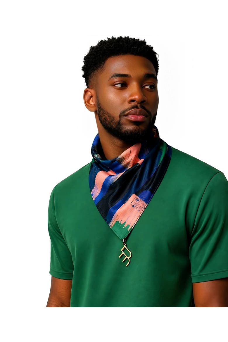 Zion Print Versa Scarf with logo hardware, Alternate, color, Navy Blue