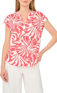 Vince Camuto Split Neck Cap Sleeve Top