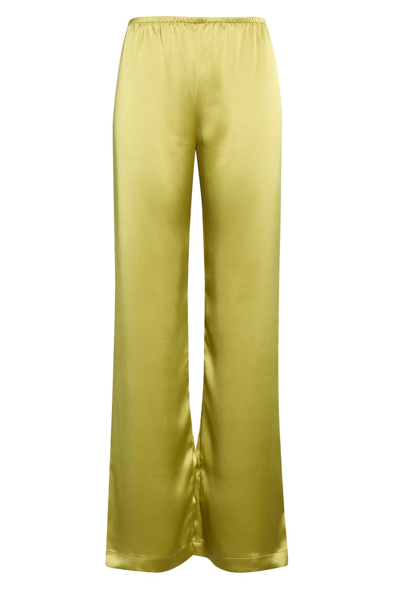 Barb Wide Leg Satin Pants, Main, color, CHARTREUSE
