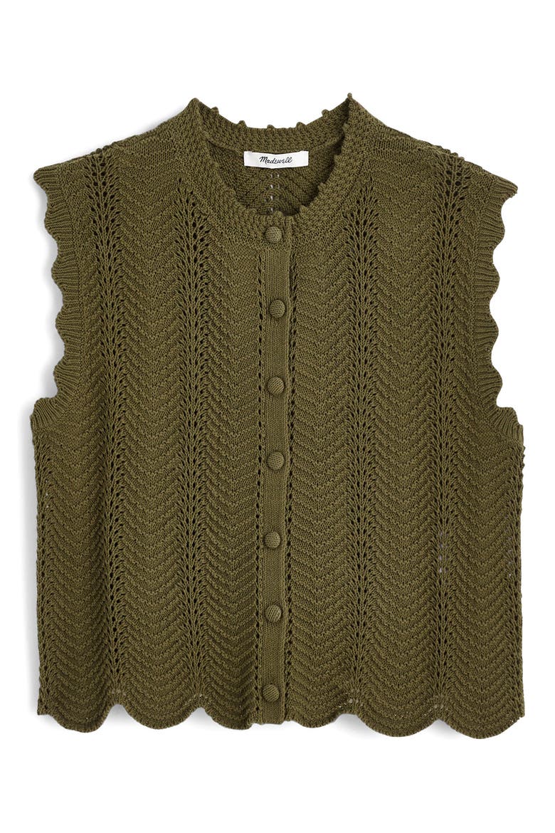 Wavy Knit Button-Up Shell, Main, color, FADED IVY