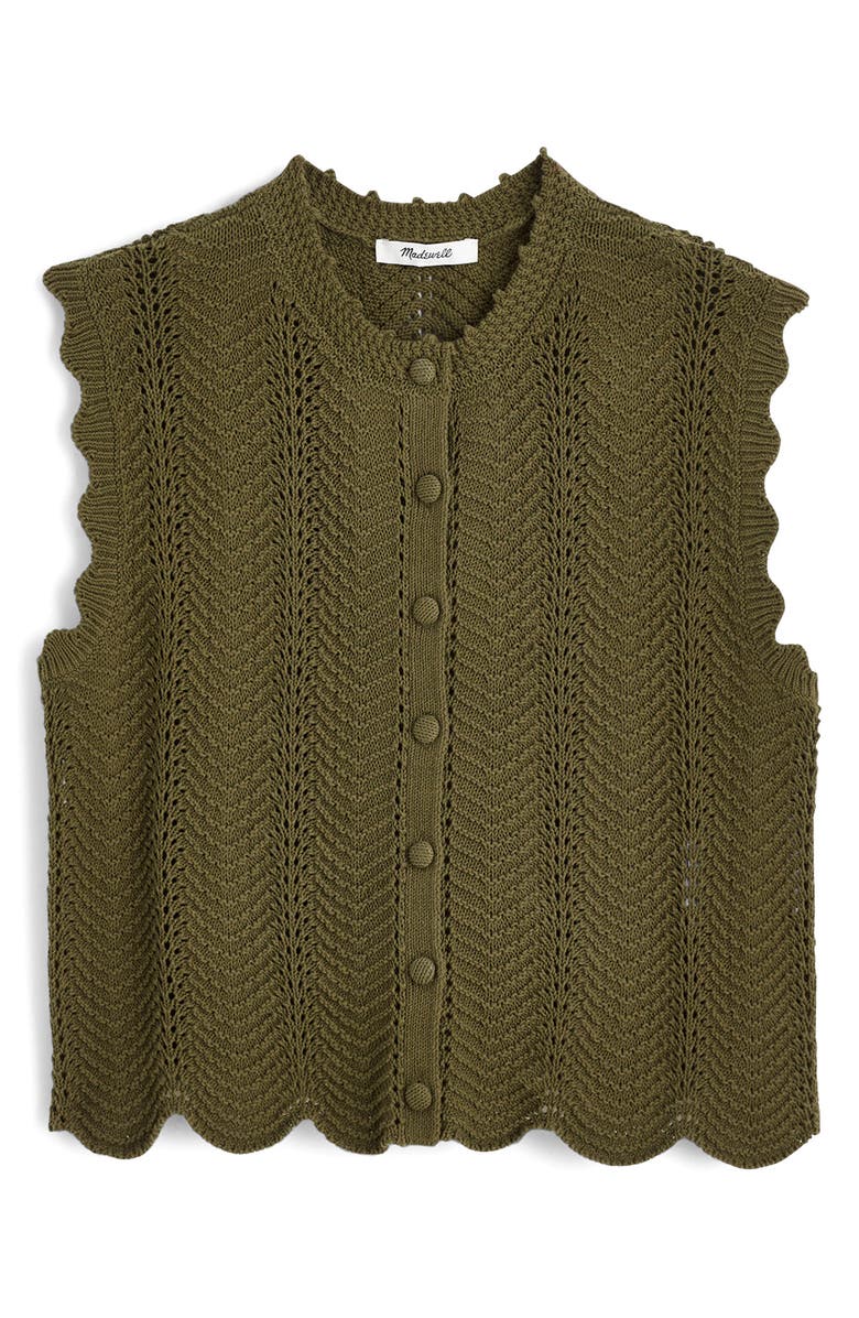 Madewell Wavy Knit Button-Up Shell, Main, color, Faded Ivy