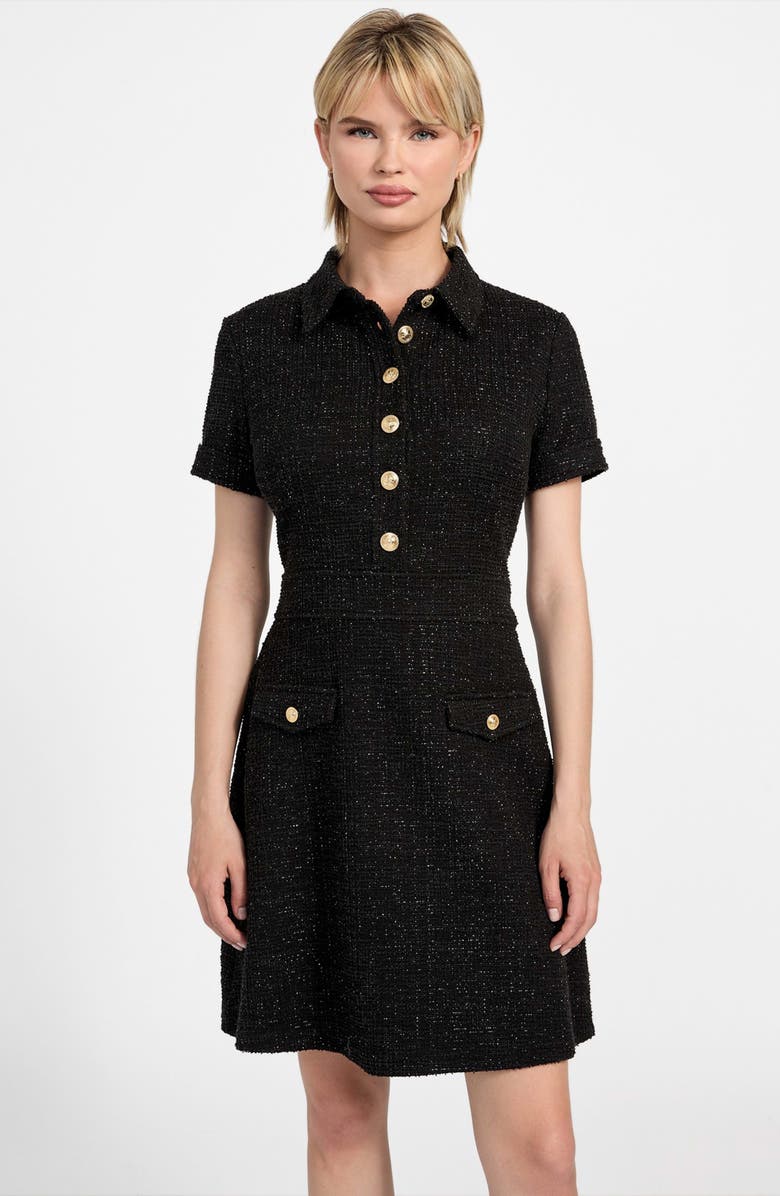 GUESS Tamara Metallic Tweed Minidress, Alternate, color, 