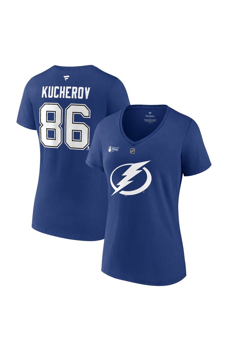 FANATICS Women's Fanatics Branded Nikita Kucherov Blue Tampa Bay Lightning 2022 Stanley Cup Final Authentic Stack Name & Number V-Neck T-Shirt, Main, color, 