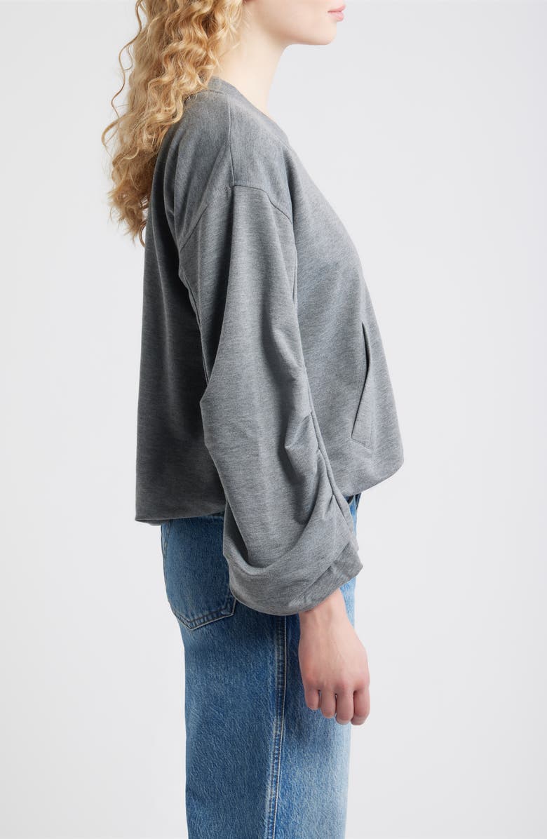 CITY BLUES Pleated Sweatshirt, Alternate, color, Heather Gray