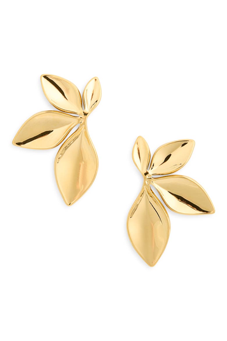 Half Petal Earrings, Main, color, GOLD