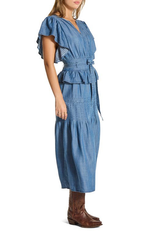 WISHLIST WISHLIST DENIM TIE WAIST MIDI DRESS 