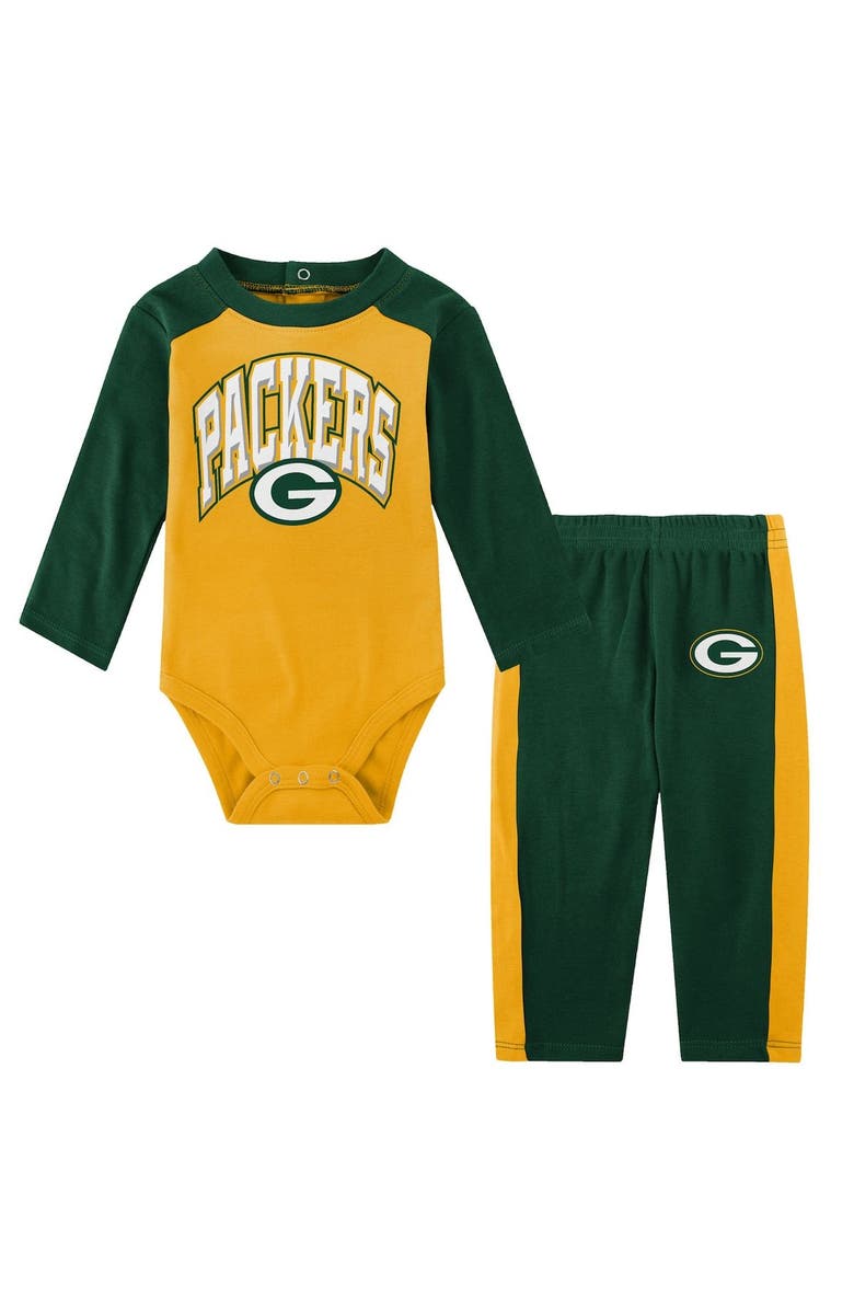 Outerstuff Infant Green Green Bay Packers Rookie of the Year Long Sleeve Bodysuit & Pants Set, Main, color,