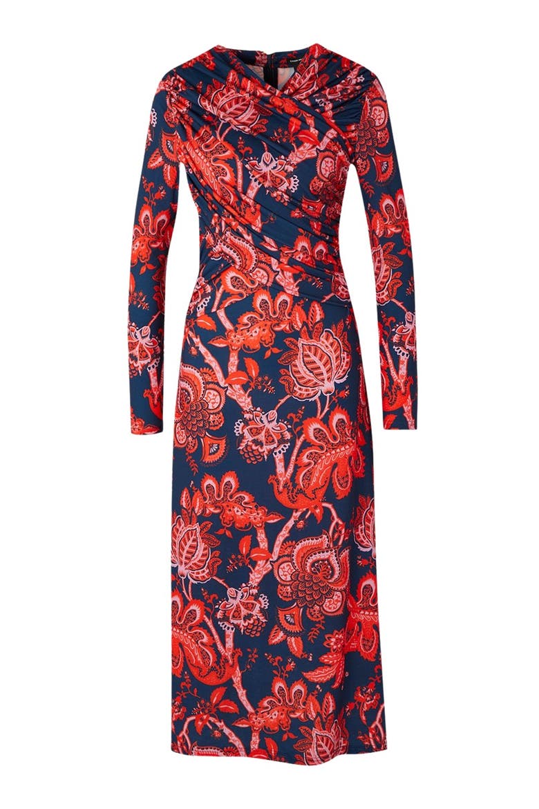 Paisley Jersey Crepe Twist Maxi Dress, Alternate, color, Red