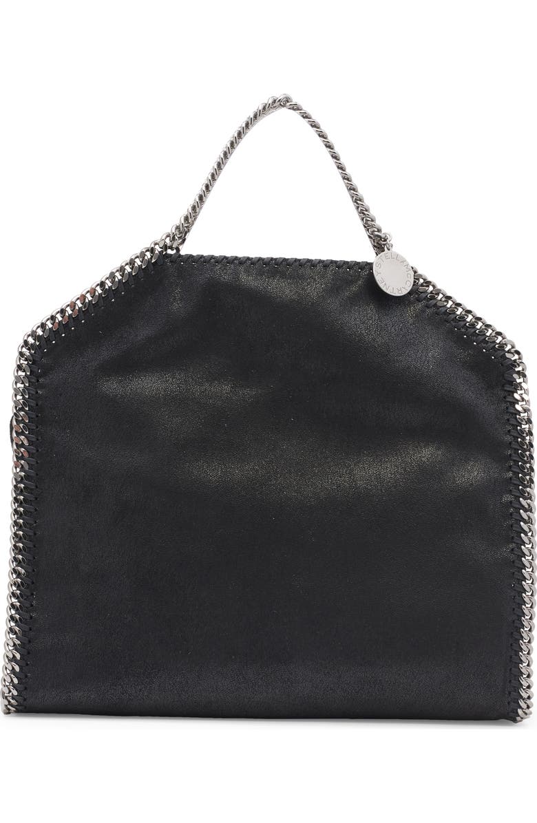 Stella McCartney Falabella Shaggy Deer Faux Leather Foldover Tote, Alternate, color, Black
