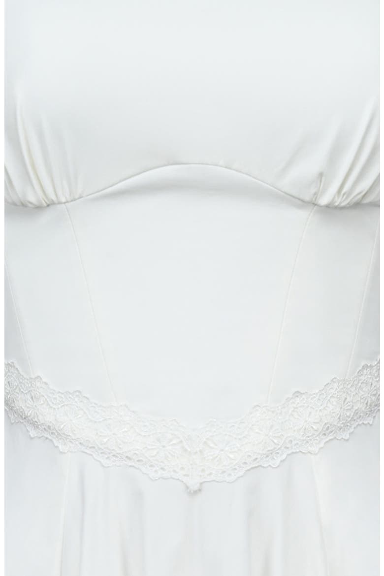 Scarlett Lace Trim Stretch Cotton Midi Cocktail Dress, Alternate, color, WHITE