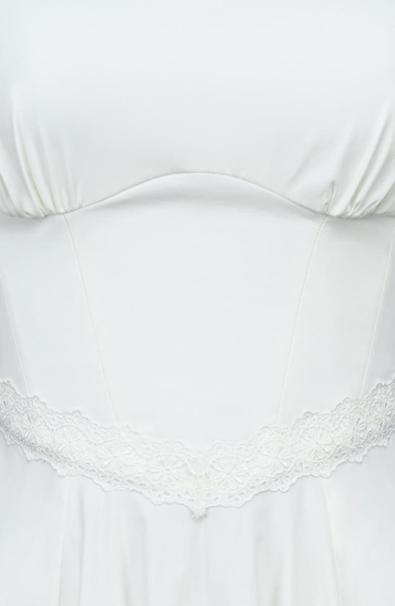 HOUSE OF CB Scarlett Lace Trim Stretch Cotton Midi Cocktail Dress, Alternate, color, White