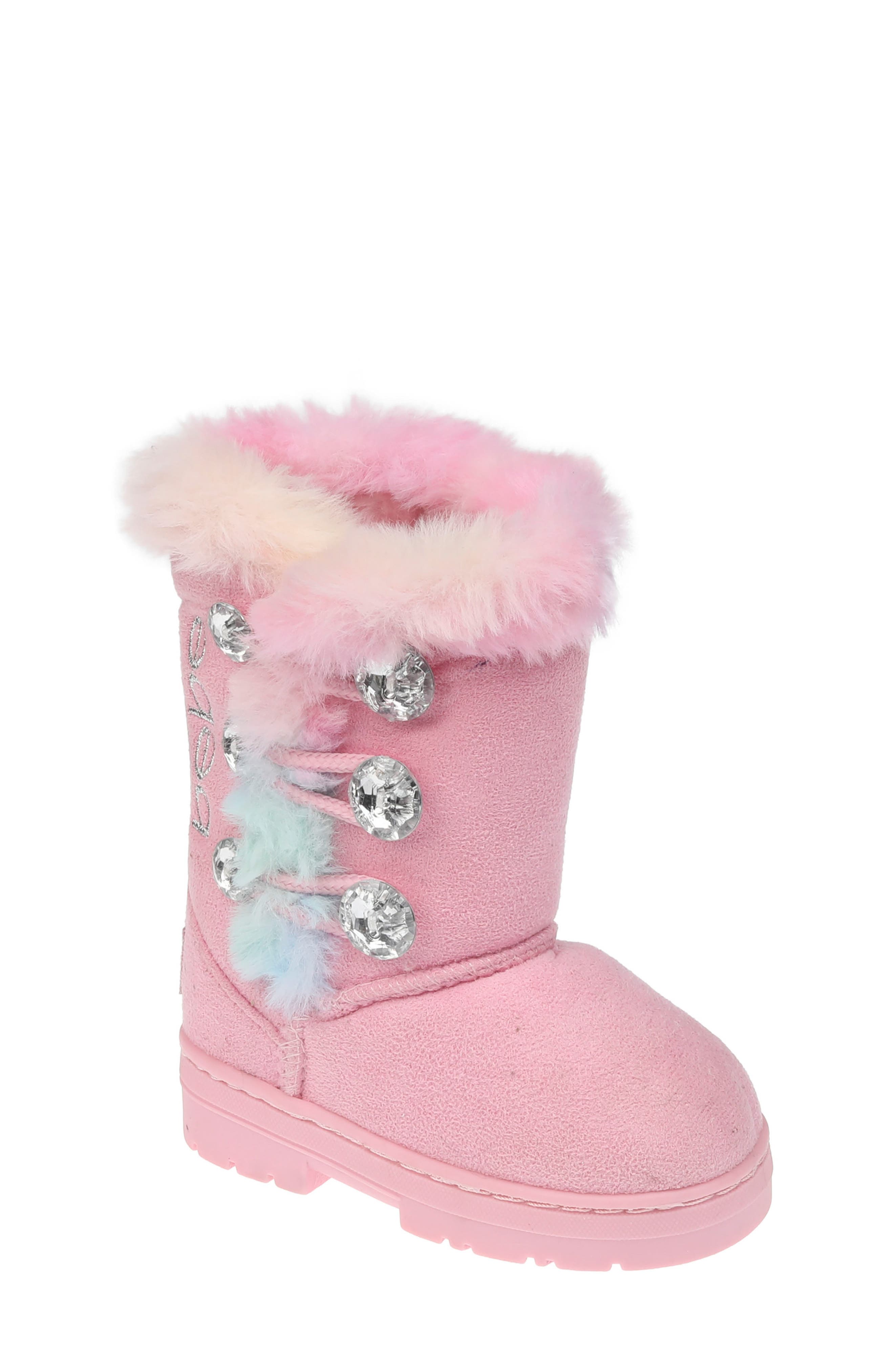 Embellished Faux Fur Lined Winter Boot, Main, color, PINK MULTI