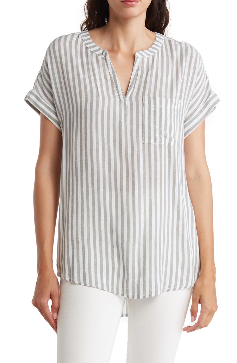 beachlunchlounge Ivy Yarn Dyed Pinstripe Blouse, Main, color, 