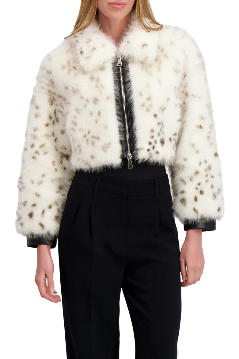 Fur-Free Fox (Faux Fur) Bolero, Alternate, color, WHITE/BLACK SPOTTED