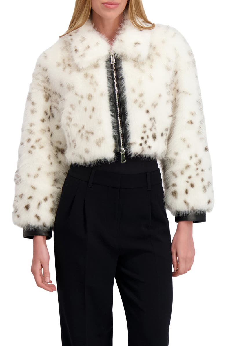 Lyla Grant Fur-Free Fox (Faux Fur) Bolero, Alternate, color, White/Black Spotted