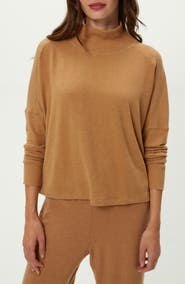 Michael Stars Frida Mock Neck Brushed Jersey Top