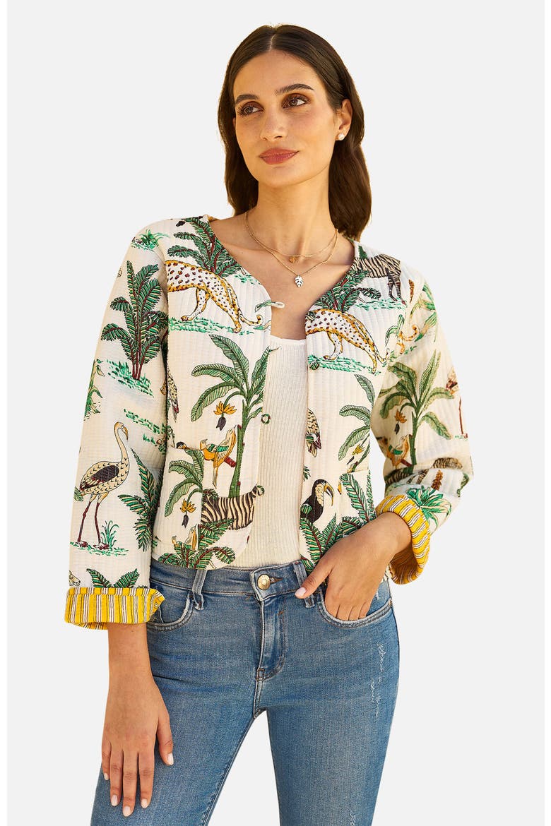 Animal Reversible Cropped Quilted Jacket, Main, color, White
