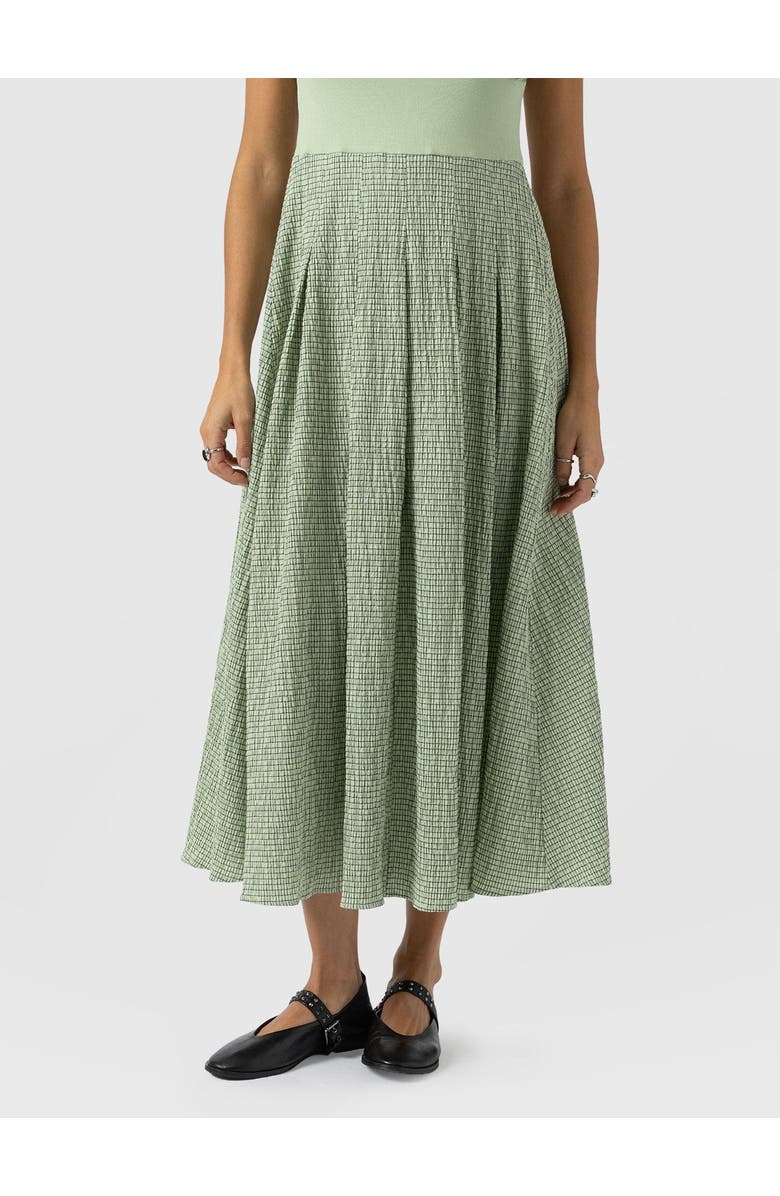 Saint + Sofia Renee Contrast Dress, Alternate, color, Mint Gingham