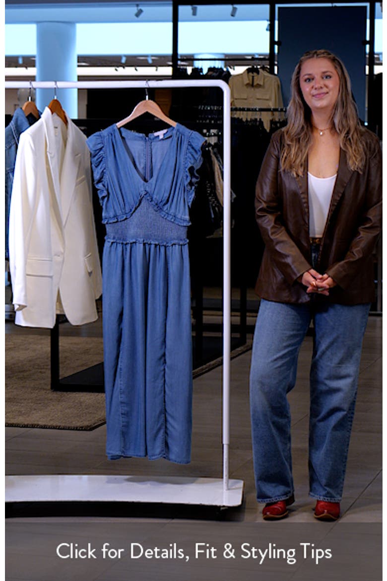 Smocked Chambray Midi Dress video