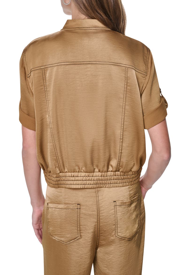Contrast Stitch Bomber Jacket, Alternate, color, DUNE
