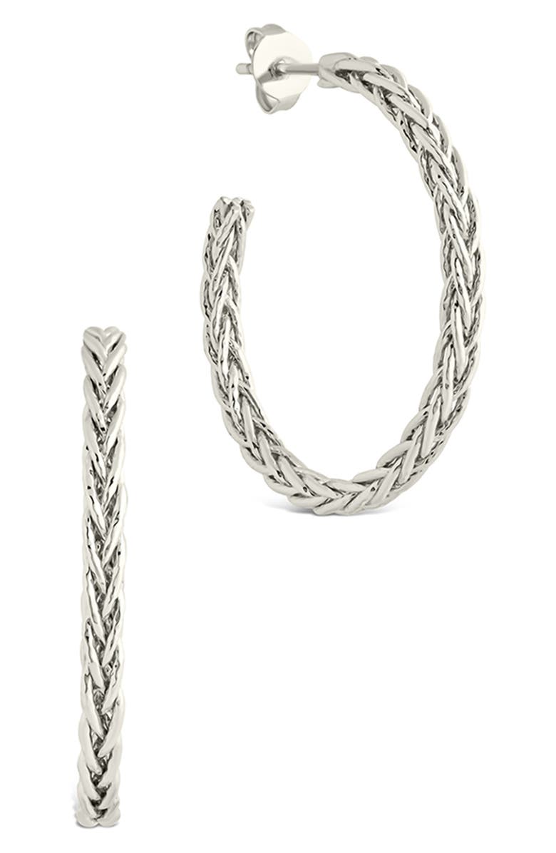 Sterling Forever Penrose Braided Hoop Earrings, Main, color, 