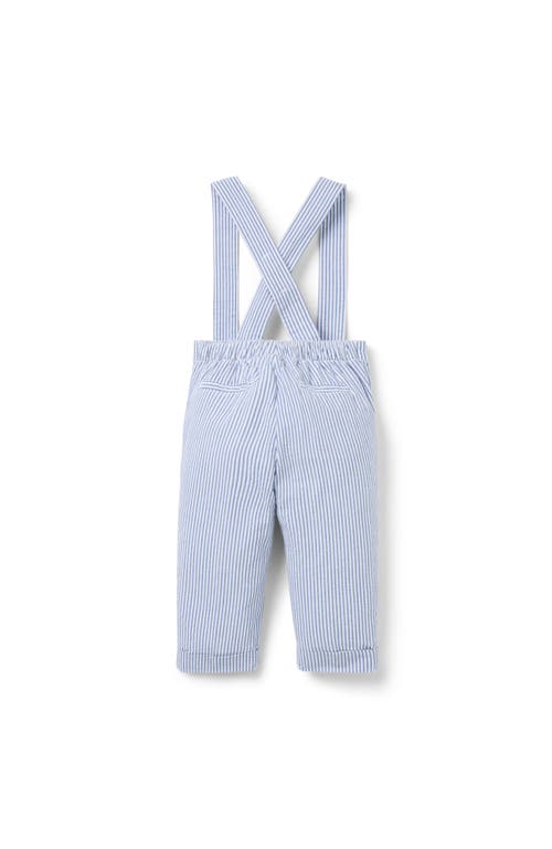 Janie And Jack Striped Seersucker Overall In Blue