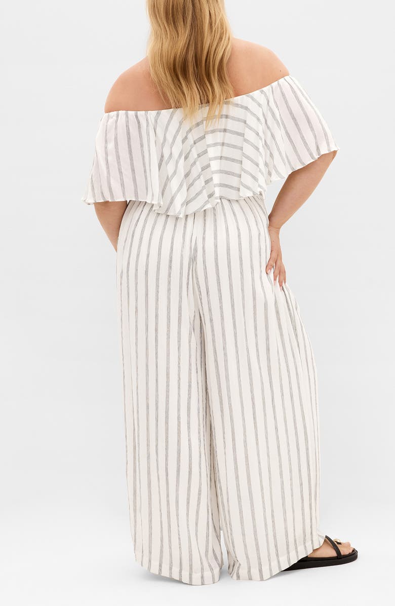 City Chic Emery Stripe Jumpsuit, Alternate, color, Black Stripe