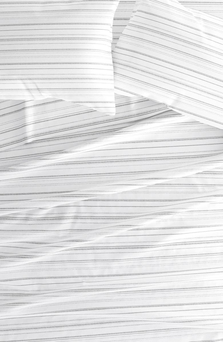 HOMESPUN Premium Weathered Stripe 4-Piece Flannel Bed Sheet Set, Alternate, color, Gray