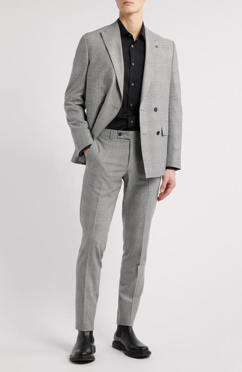 Ridley Slim Fit Double Breasted Grey Glen Plaid Suit